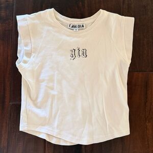 I.AM.GIA White Graphic Crop Top size Small